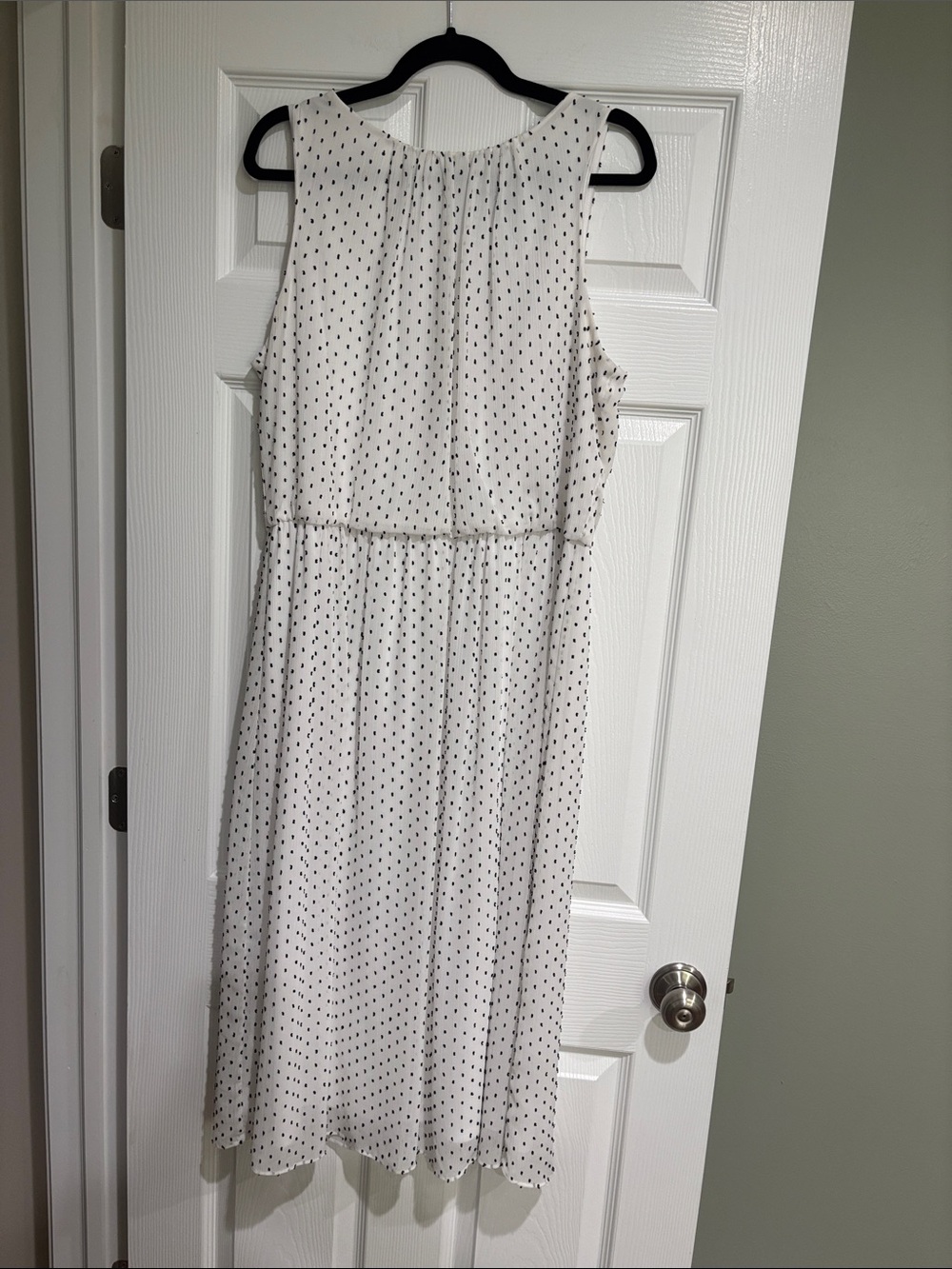 American Living White Midi Dress with Black Polka Dots